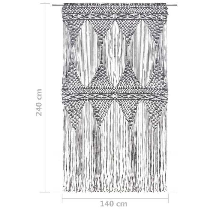 Perdea macrame, antracit, 140 x 240 cm, bumbac - WALTI WALTI