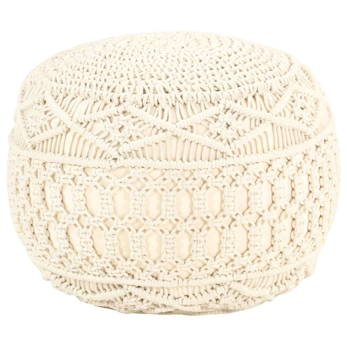 Taburet puf macrame lucrat manual, 45 x 30 cm, bumbac - WALTI WALTI