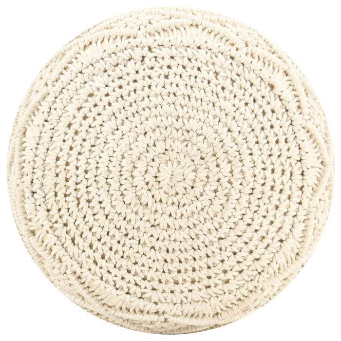 Taburet puf macrame lucrat manual, 45 x 30 cm, bumbac - WALTI WALTI