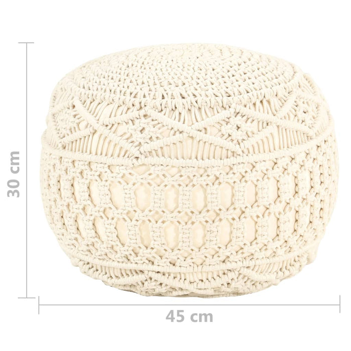 Taburet puf macrame lucrat manual, 45 x 30 cm, bumbac - WALTI WALTI