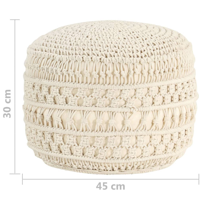 Taburet puf macrame lucrat manual, 45 x 30 cm, bumbac - WALTI WALTI