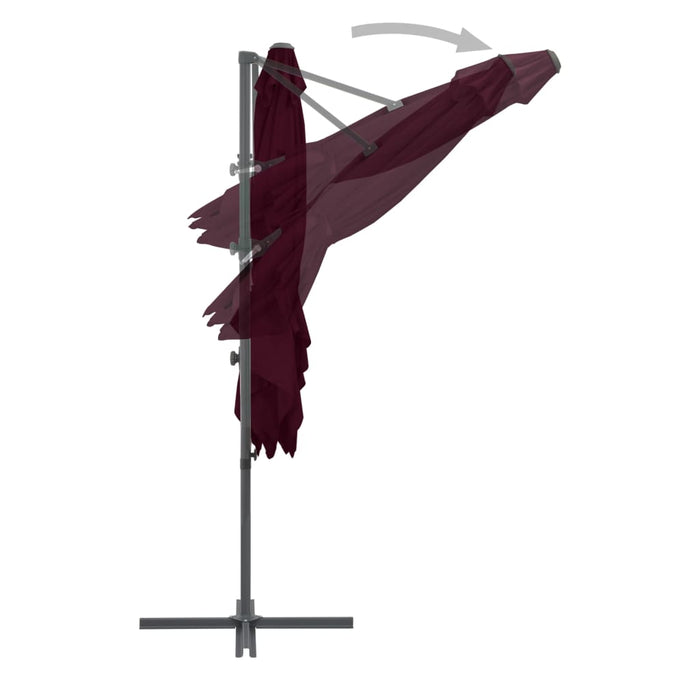 Umbrelă în consolă cu stâlp din aluminiu, bordo, 250x250 cm WALTI