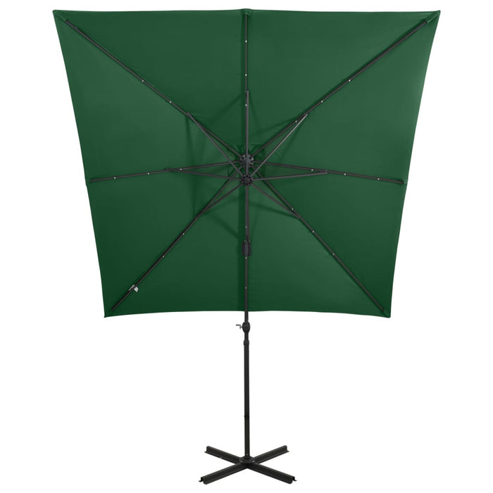 Umbrelă în consolă cu stâlp și LED-uri, verde, 250 cm - WALTI WALTI