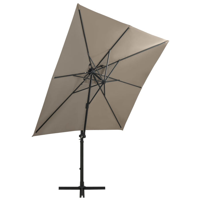 Umbrelă în consolă cu stâlp și LED-uri, taupe, 250 cm - WALTI WALTI