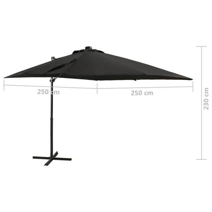 Umbrelă în consolă cu stâlp și LED-uri, negru, 250 cm - WALTI WALTI