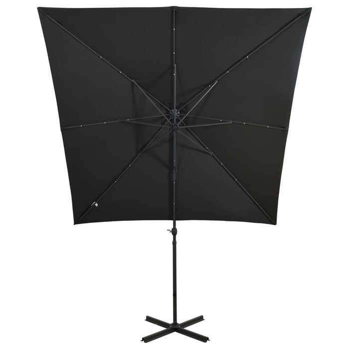 Umbrelă în consolă cu stâlp și LED-uri, negru, 250 cm - WALTI WALTI