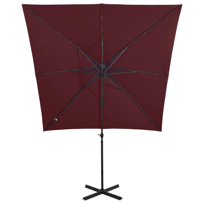 Umbrelă în consolă cu stâlp și LED-uri, roșu bordo, 250 cm - WALTI WALTI