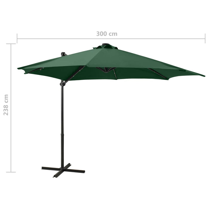 Umbrelă în consolă cu stâlp și LED-uri, verde, 300 cm - WALTI WALTI