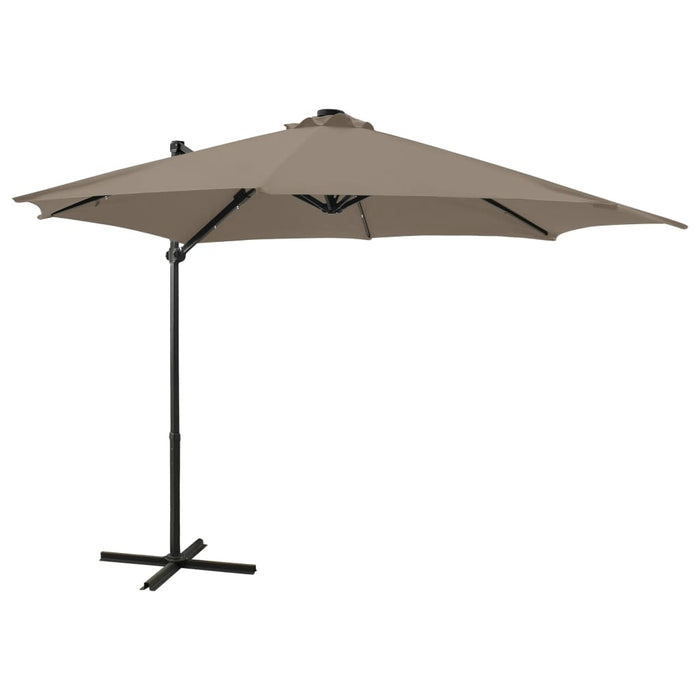 Umbrelă în consolă cu stâlp și LED-uri, taupe, 300 cm - WALTI WALTI