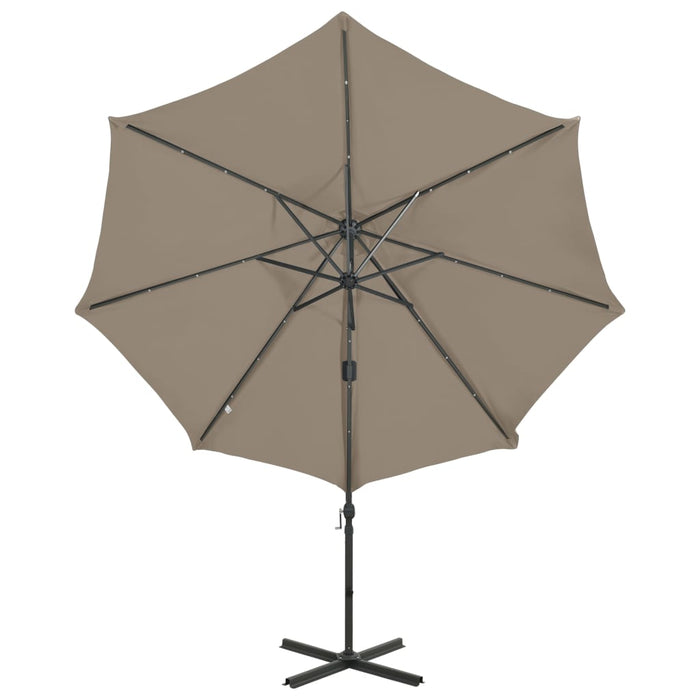 Umbrelă în consolă cu stâlp și LED-uri, taupe, 300 cm - WALTI WALTI