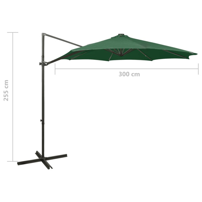 Umbrelă în consolă cu stâlp și LED-uri, verde, 300 cm - WALTI WALTI