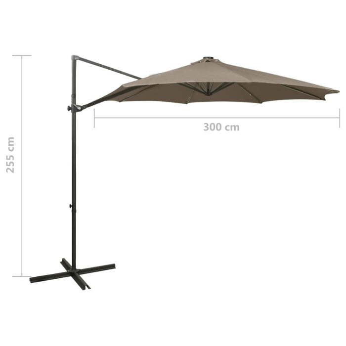 Umbrelă în consolă cu stâlp și LED-uri, taupe, 300 cm - WALTI WALTI