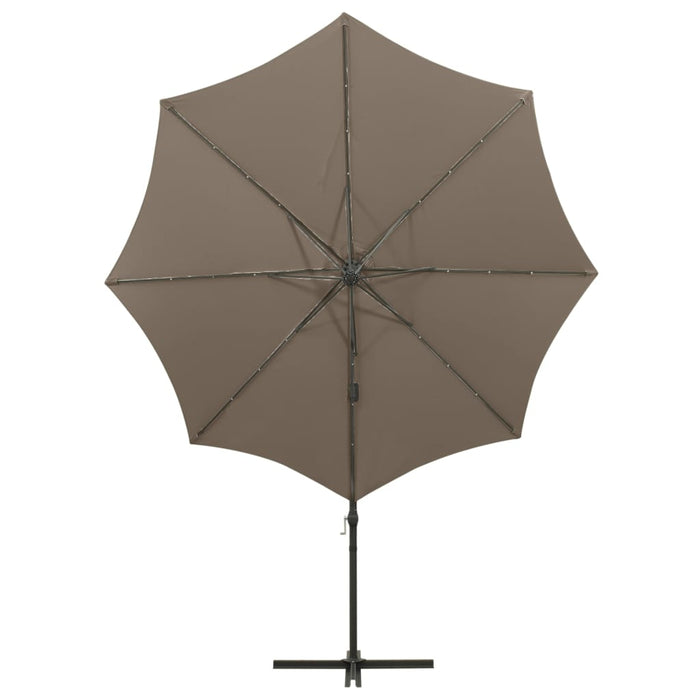 Umbrelă în consolă cu stâlp și LED-uri, taupe, 300 cm - WALTI WALTI