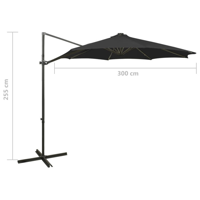 Umbrelă în consolă cu stâlp și LED-uri, negru, 300 cm - WALTI WALTI