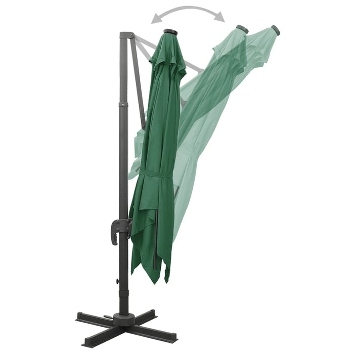 Umbrelă în consolă cu stâlp și LED-uri, verde, 300 cm - WALTI WALTI