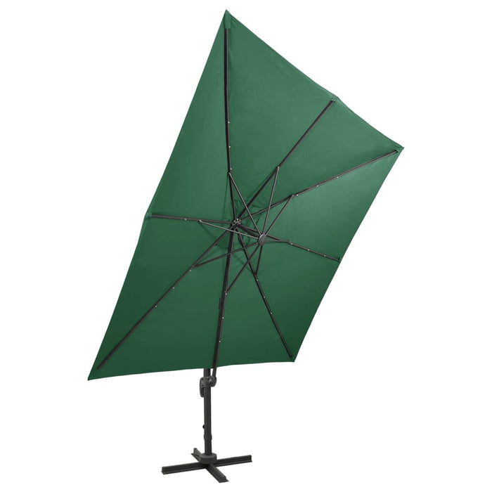 Umbrelă în consolă cu stâlp și LED-uri, verde, 300 cm - WALTI WALTI