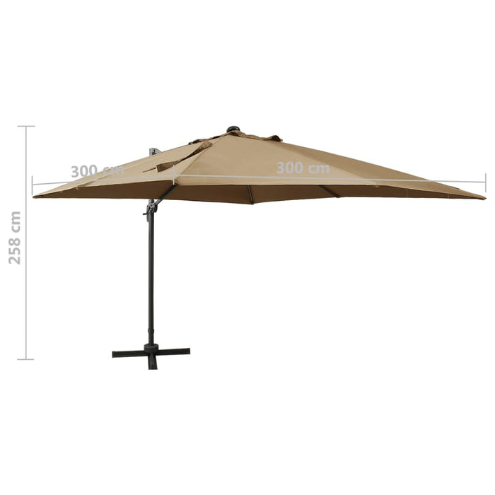 Umbrelă în consolă cu stâlp și LED-uri, taupe, 300 cm - WALTI WALTI