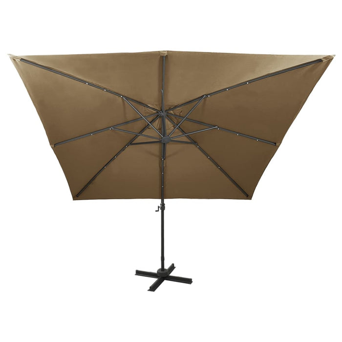 Umbrelă în consolă cu stâlp și LED-uri, taupe, 300 cm - WALTI WALTI