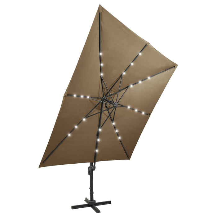 Umbrelă în consolă cu stâlp și LED-uri, taupe, 300 cm - WALTI WALTI