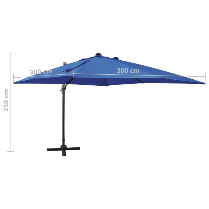 Umbrelă în consolă cu stâlp și LED-uri, albastru azur, 300 cm - WALTI WALTI