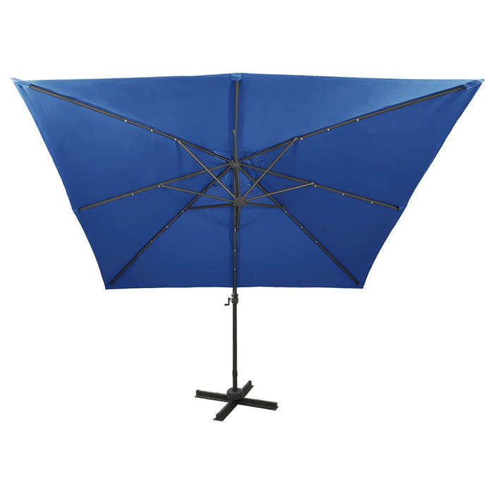 Umbrelă în consolă cu stâlp și LED-uri, albastru azur, 300 cm - WALTI WALTI