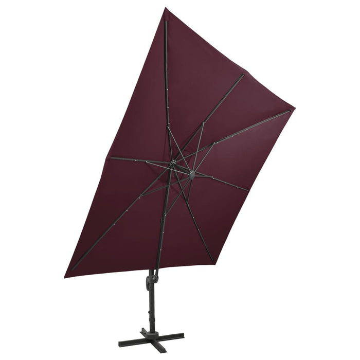 Umbrelă în consolă cu stâlp și LED-uri, roșu bordo, 300 cm - WALTI WALTI