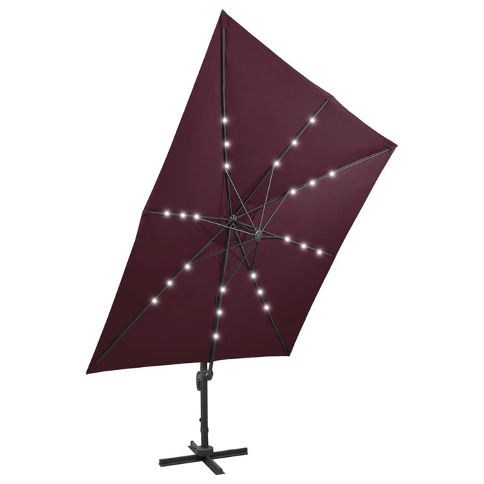 Umbrelă în consolă cu stâlp și LED-uri, roșu bordo, 300 cm - WALTI WALTI