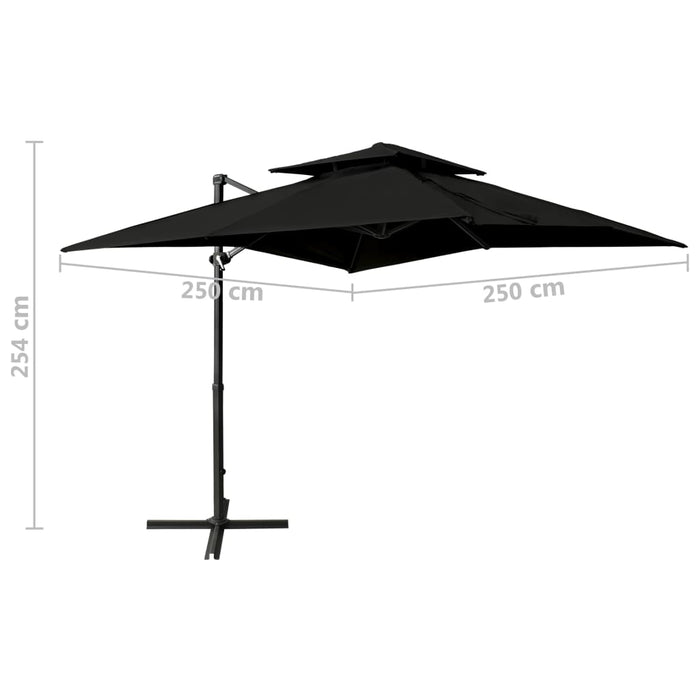 Umbrelă suspendată cu înveliș dublu, negru, 250x250 cm - WALTI WALTI