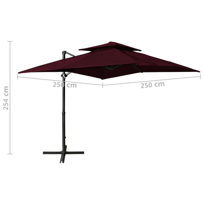 Umbrelă în consolă cu înveliș dublu, roșu bordo, 250x250 cm - WALTI WALTI