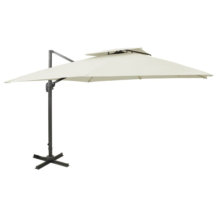 Umbrelă de grădină cu consolă și blat dublu, 300x300 cm, culoare nisip WALTI