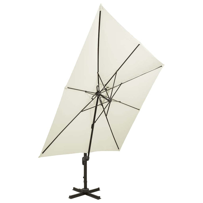 Umbrelă de grădină cu consolă și blat dublu, 300x300 cm, culoare nisip WALTI