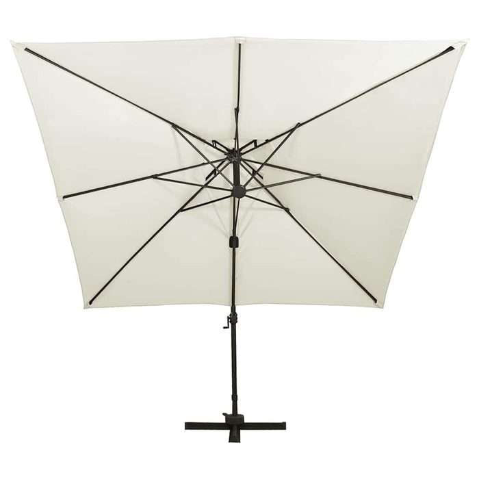 Umbrelă de grădină cu consolă și blat dublu, 300x300 cm, culoare nisip WALTI