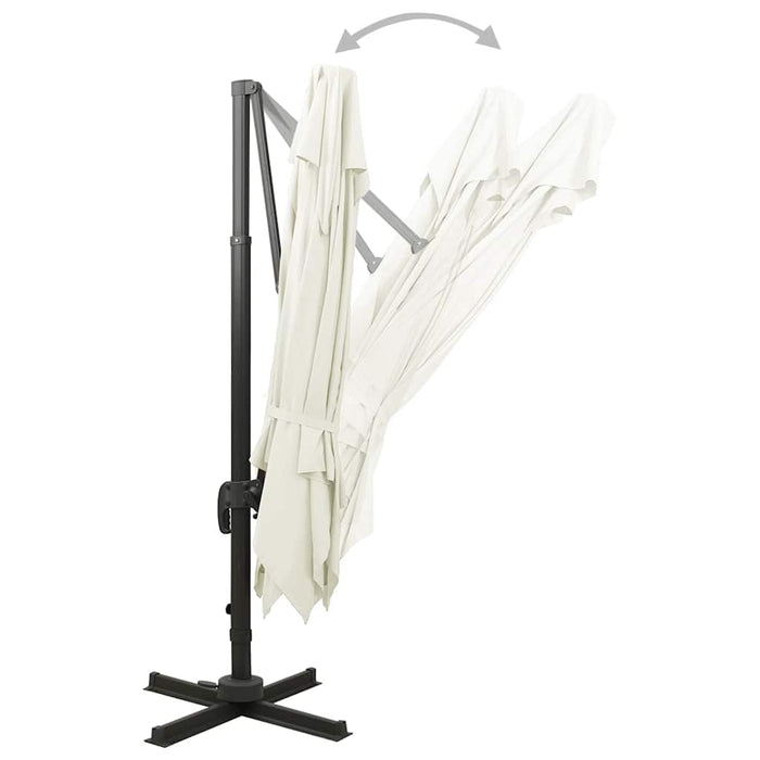 Umbrelă de grădină cu consolă și blat dublu, 300x300 cm, culoare nisip WALTI