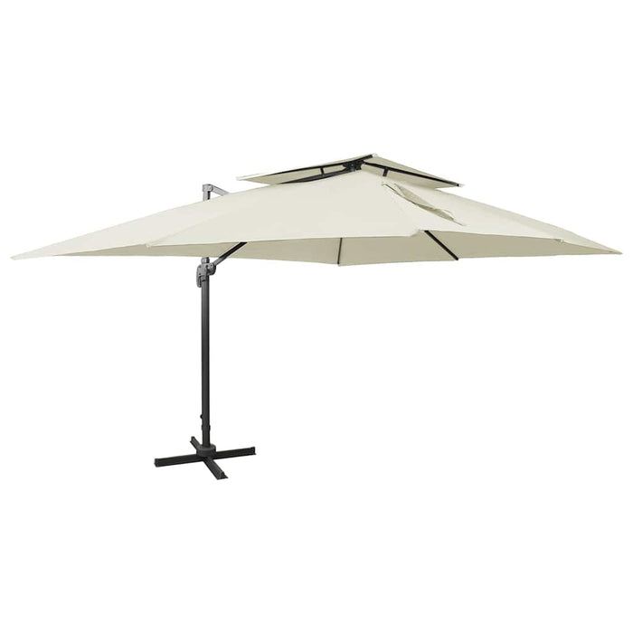 Umbrelă de grădină în consolă cu blat dublu, culoare nisip, 400x300 cm WALTI