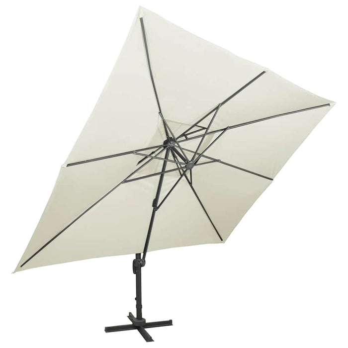 Umbrelă de grădină în consolă cu blat dublu, culoare nisip, 400x300 cm WALTI