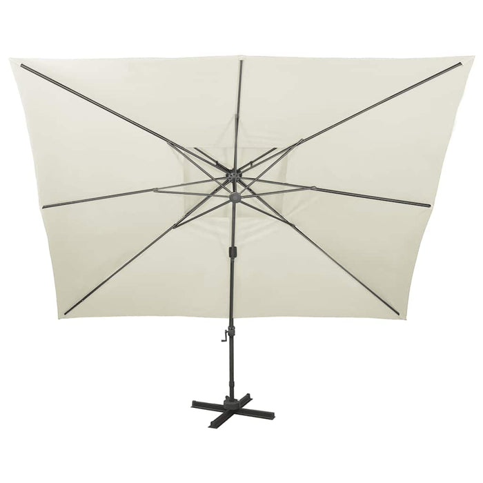 Umbrelă de grădină în consolă cu blat dublu, culoare nisip, 400x300 cm WALTI