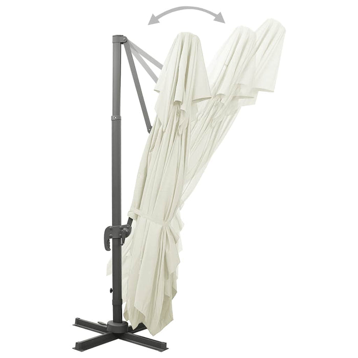Umbrelă de grădină în consolă cu blat dublu, culoare nisip, 400x300 cm WALTI