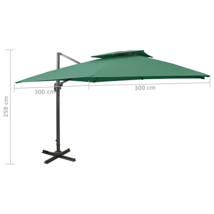 Umbrelă în consolă cu înveliș dublu, verde, 300x300 cm WALTI