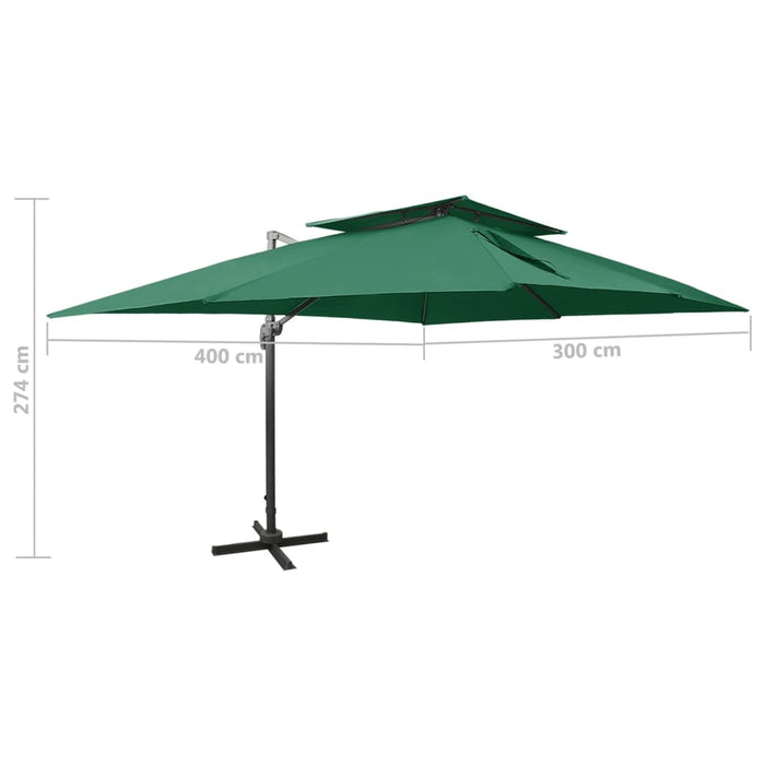 Umbrelă în consolă cu înveliș dublu, verde, 400x300 cm - WALTI WALTI