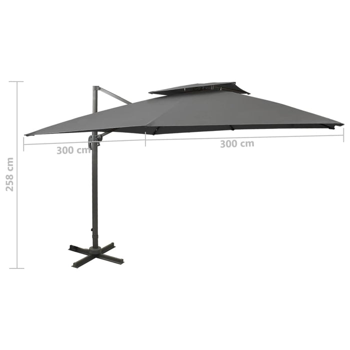 Umbrelă în consolă cu înveliș dublu, antracit, 300x300 cm - WALTI WALTI