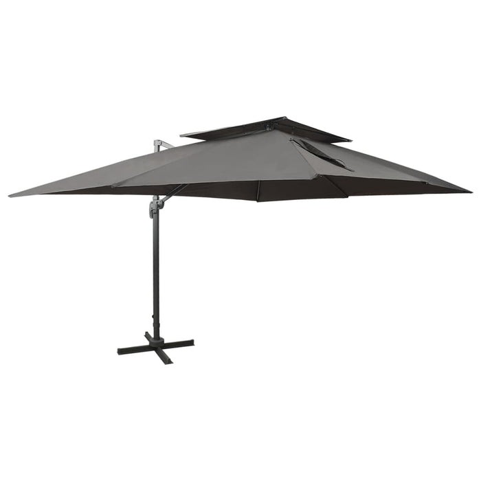 Umbrelă de grădină cu consolă și blat dublu, antracit, 400x300 cm WALTI