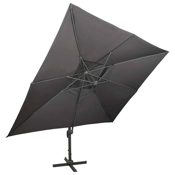 Umbrelă de grădină cu consolă și blat dublu, antracit, 400x300 cm WALTI