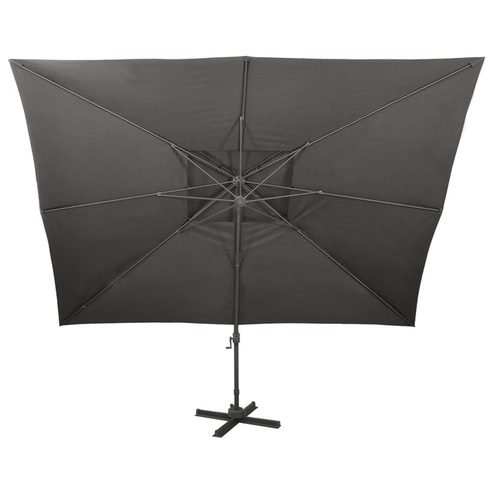 Umbrelă de grădină cu consolă și blat dublu, antracit, 400x300 cm WALTI