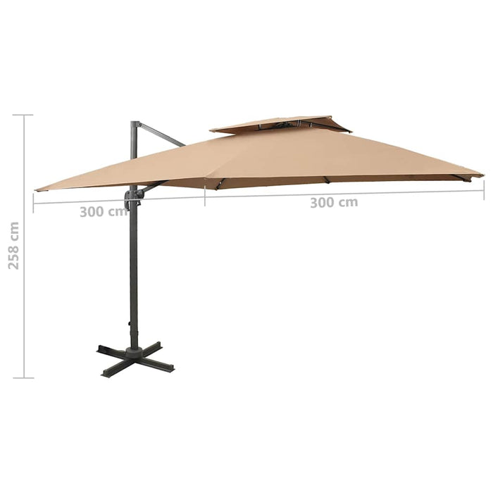 Umbrelă de grădină cantilever cu blat dublu 300x300 cm taupe WALTI