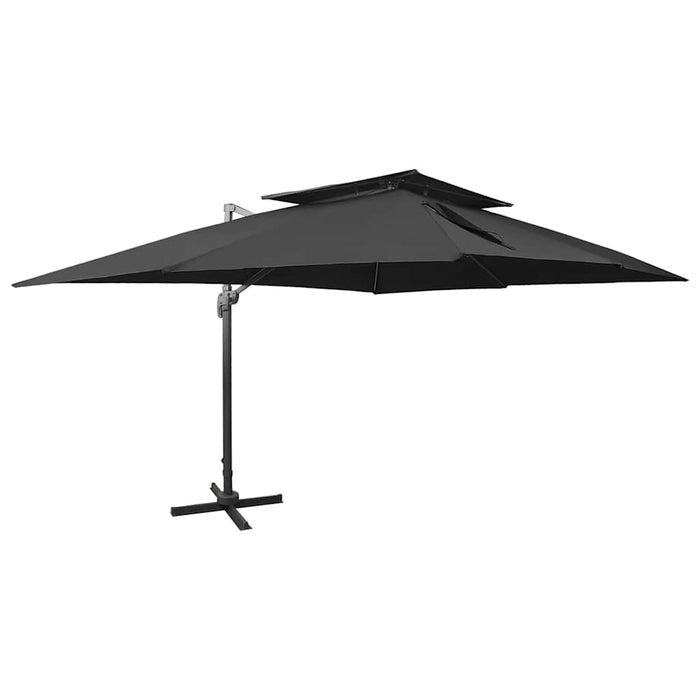 Umbrelă de grădină cantilever cu blat dublu, neagră, 400x300 cm WALTI