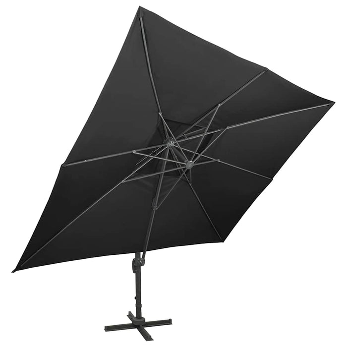 Umbrelă de grădină cantilever cu blat dublu, neagră, 400x300 cm WALTI