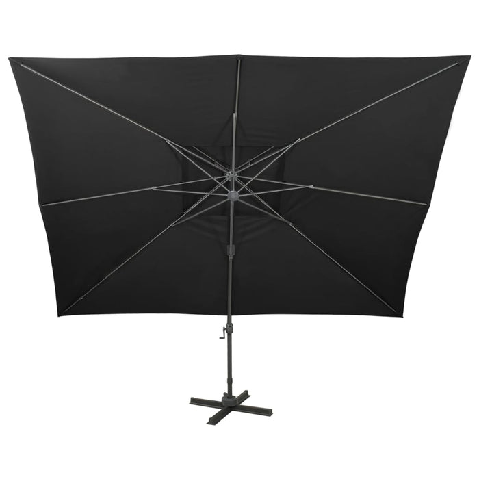 Umbrelă de grădină cantilever cu blat dublu, neagră, 400x300 cm WALTI