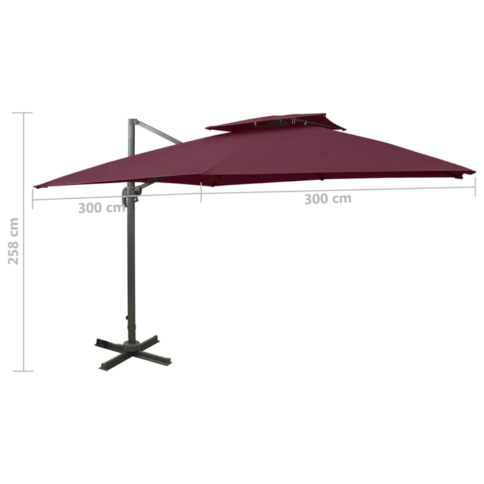 Umbrelă în consolă cu înveliș dublu, roșu bordo, 300x300 cm - WALTI WALTI
