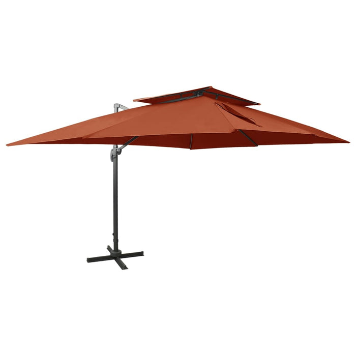 Umbrelă de grădină cantilever cu blat dublu, teracotă, 400x300 cm WALTI