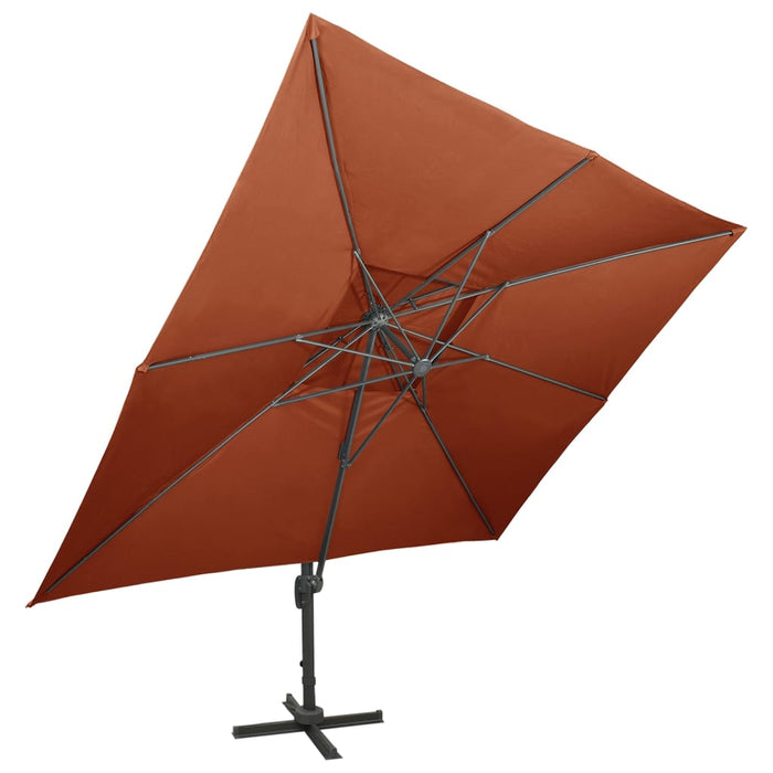Umbrelă de grădină cantilever cu blat dublu, teracotă, 400x300 cm WALTI